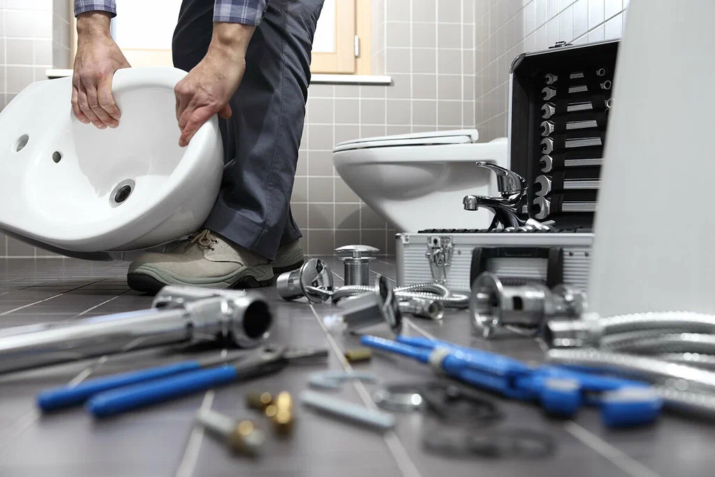 Plumbing tools prepared for a bathroom repair in Jacksonville